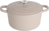 Crock Pot Artisan 7-Quart European Enameled Round Cast Iron Dutch Oven Pot With Lid - Matte Dusty Pink