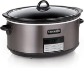 Crock-Pot 8-Quart Large Programmable Slow Cooker with Auto Warm Setting, Serves 10, Dishwasher Safe, Black Stainless Steel