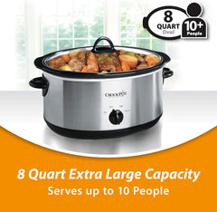 Crockpot Manual 8-Quart Slow Cooker, Stainless Steel
