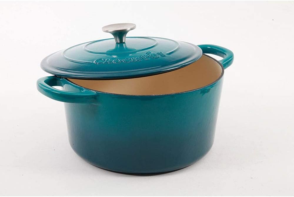 Crock-Pot Northvale Cast Aluminum Lightweight Durable 5.2 Quart Heavy Duty Dutch Oven Pot With Lid, Oven Safe, Dual Handles - Matte Sage Green