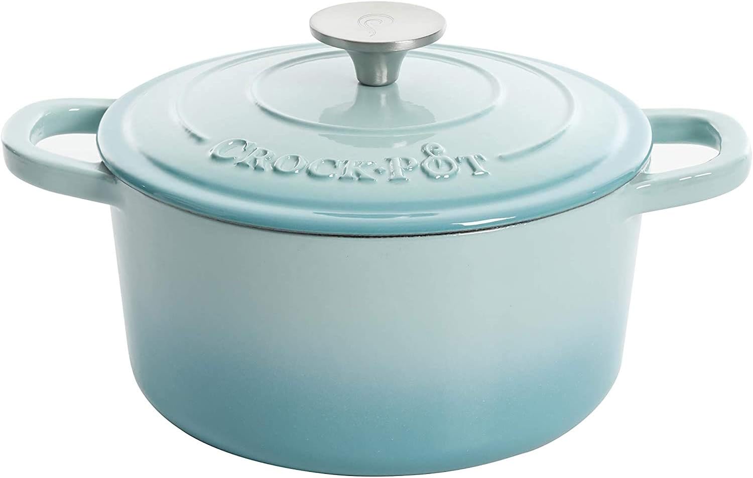 Crock Pot Artisan 7-Quart European Enameled Round Cast Iron Dutch Oven Pot With Lid - Matte Dusty Pink