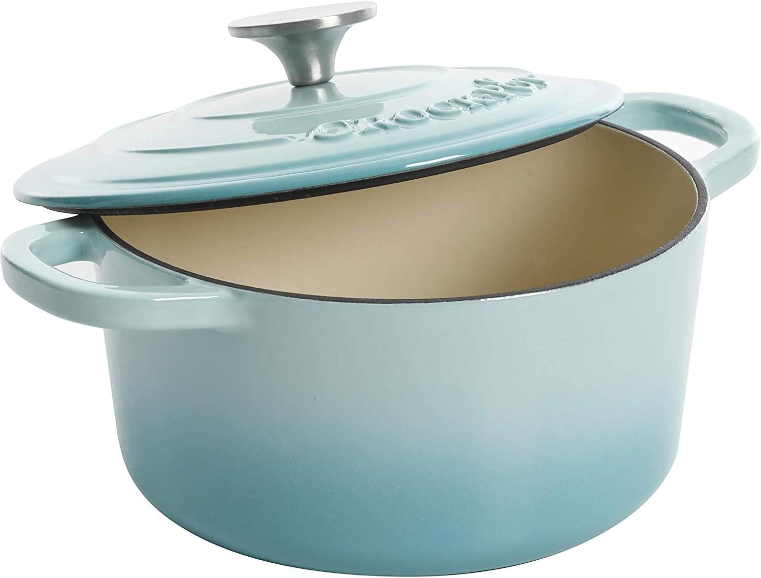Crock-Pot Northvale Cast Aluminum Lightweight Durable 5.2 Quart Heavy Duty Dutch Oven Pot With Lid, Oven Safe, Dual Handles - Matte Sage Green