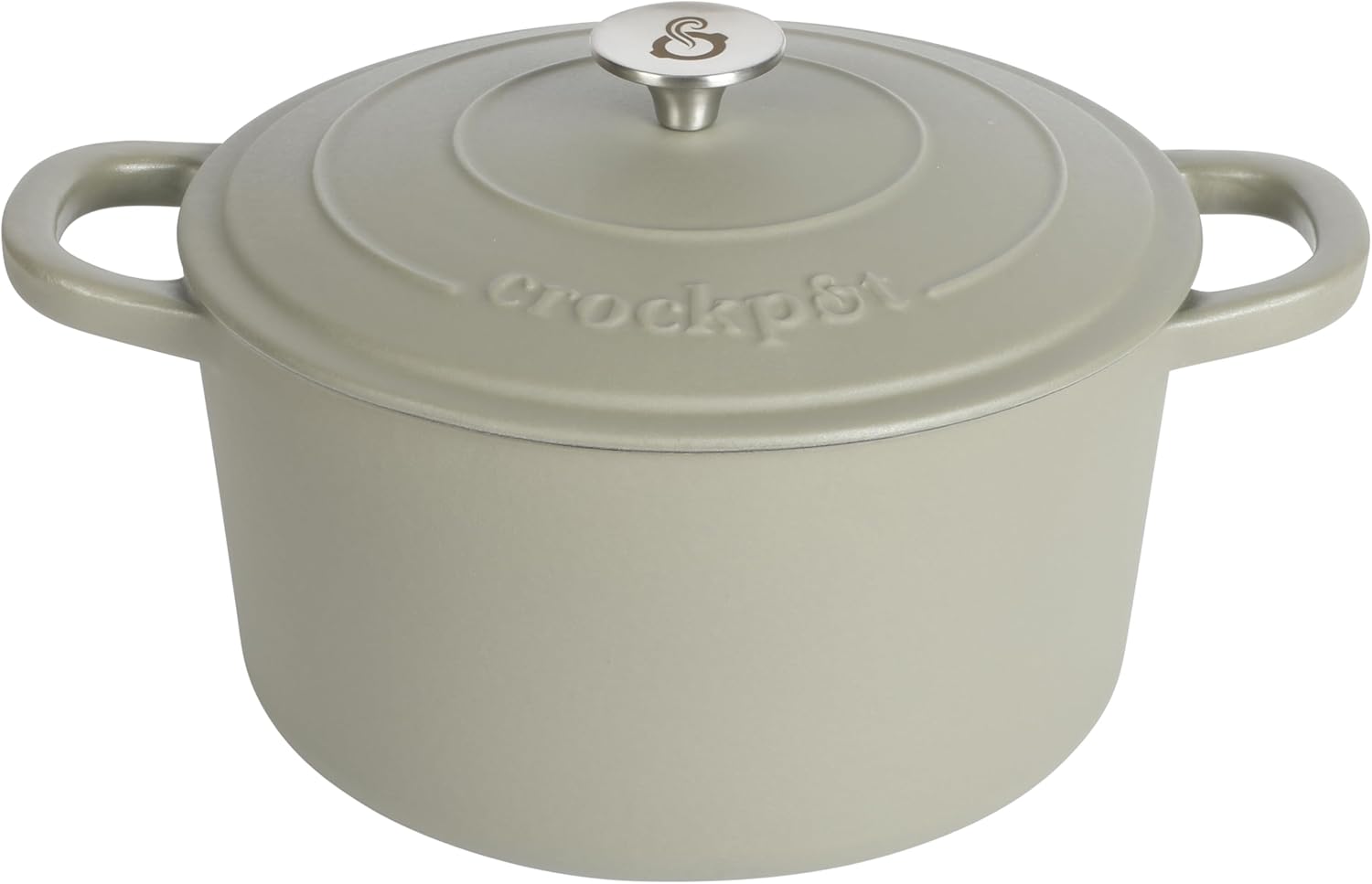 Crock-Pot Northvale Cast Aluminum Lightweight Durable 5.2 Quart Heavy Duty Dutch Oven Pot With Lid, Oven Safe, Dual Handles - Matte Sage Green