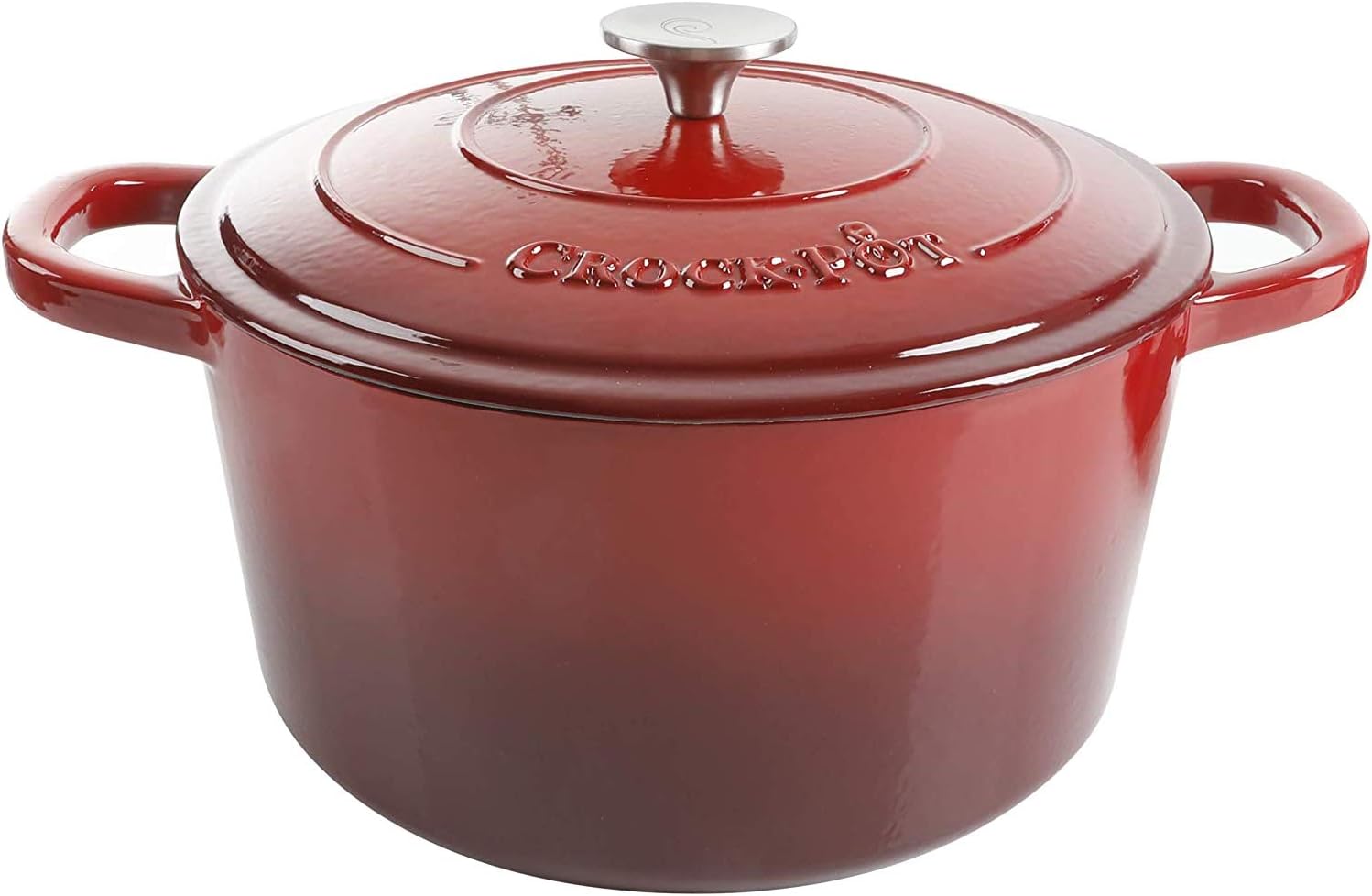 Crock Pot Artisan 7-Quart European Enameled Round Cast Iron Dutch Oven Pot With Lid - Matte Dusty Pink