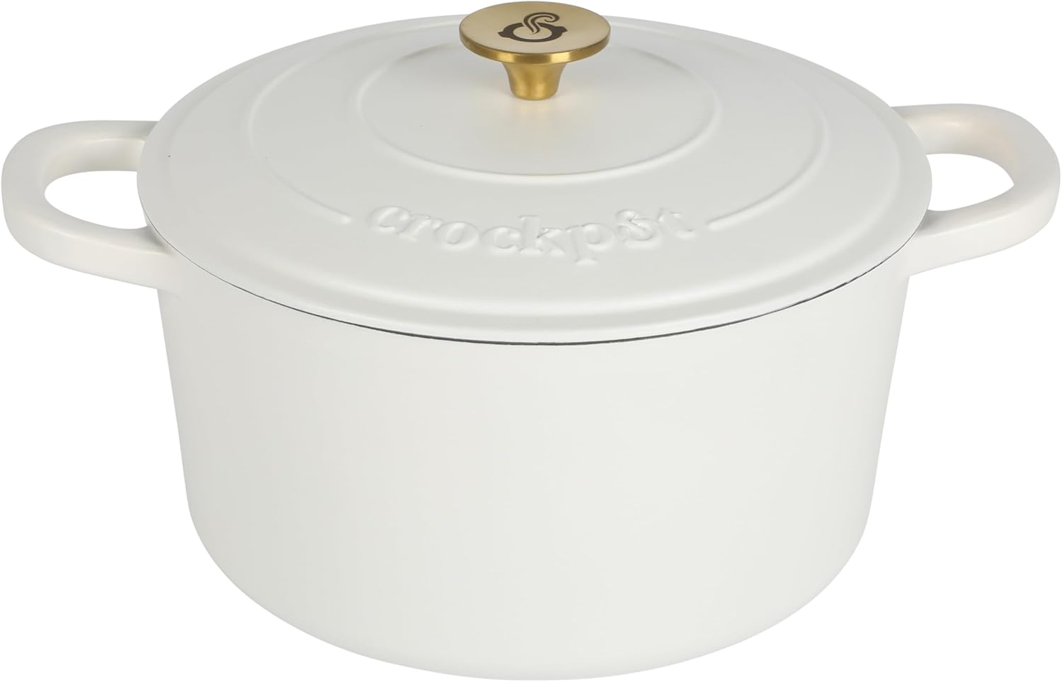 Crock Pot Artisan 7-Quart European Enameled Round Cast Iron Dutch Oven Pot With Lid - Matte Dusty Pink