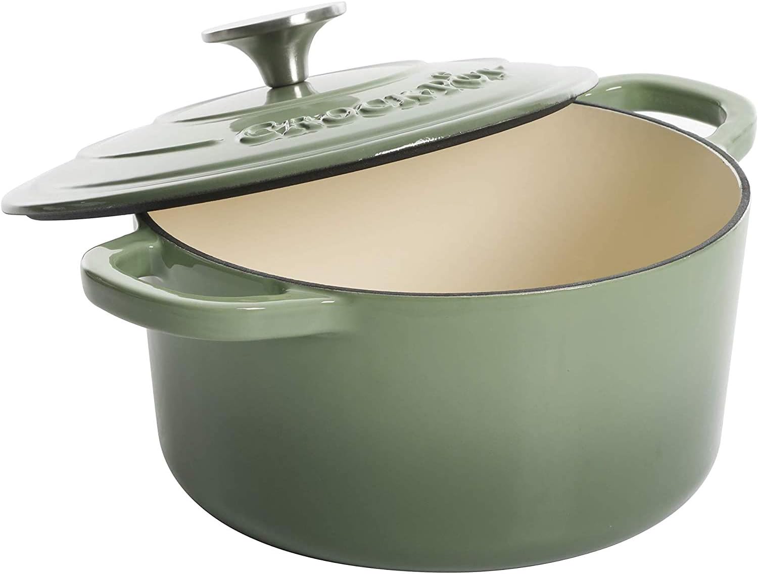 Crock-Pot Northvale Cast Aluminum Lightweight Durable 5.2 Quart Heavy Duty Dutch Oven Pot With Lid, Oven Safe, Dual Handles - Matte Sage Green