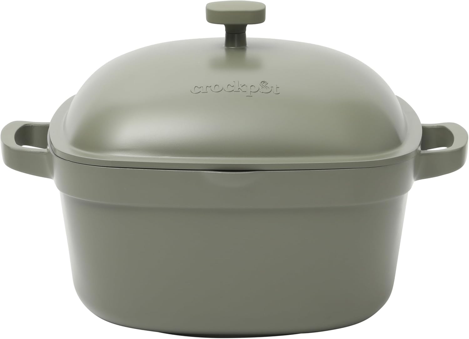 Crock Pot Artisan 7-Quart European Enameled Round Cast Iron Dutch Oven Pot With Lid - Matte Dusty Pink