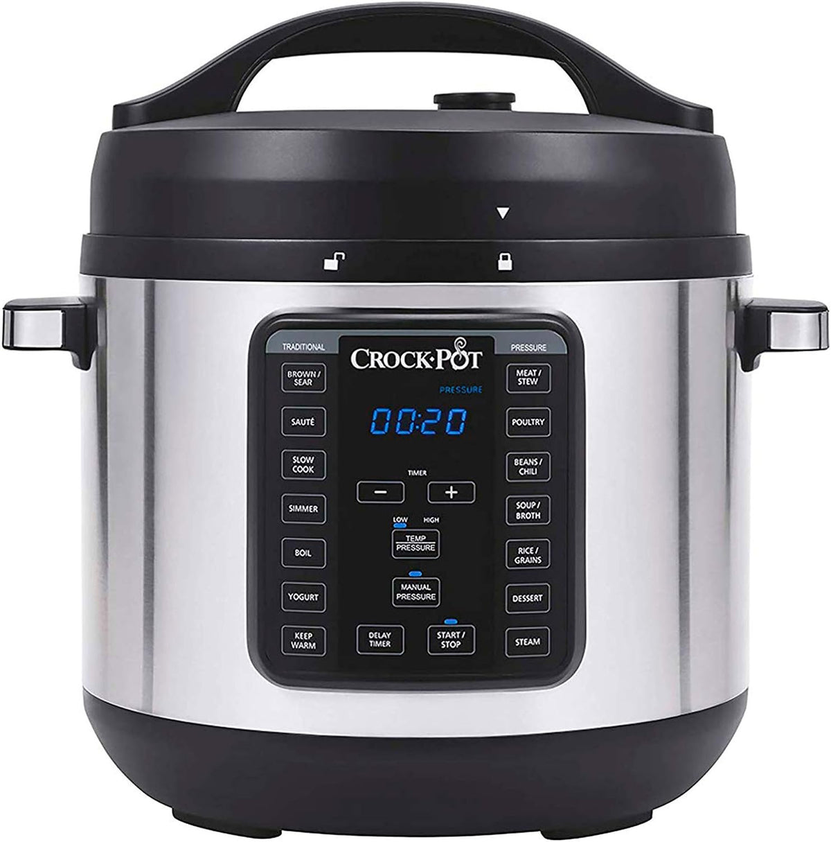 Crock-pot 8-Quart Multi-Use XL Express Crock Programmable Slow Cooker with Manual Pressure, Boil & Simmer with Extra Sealing Gasket, Stainless Steel