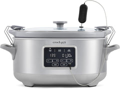 Crock-Pot 7-Quart Programmable Cook & Carry Slow Cooker with Sous Vide, Secure Locking Lid, Portable Cooking, Perfect for Families and Gatherings, Stainless Steel