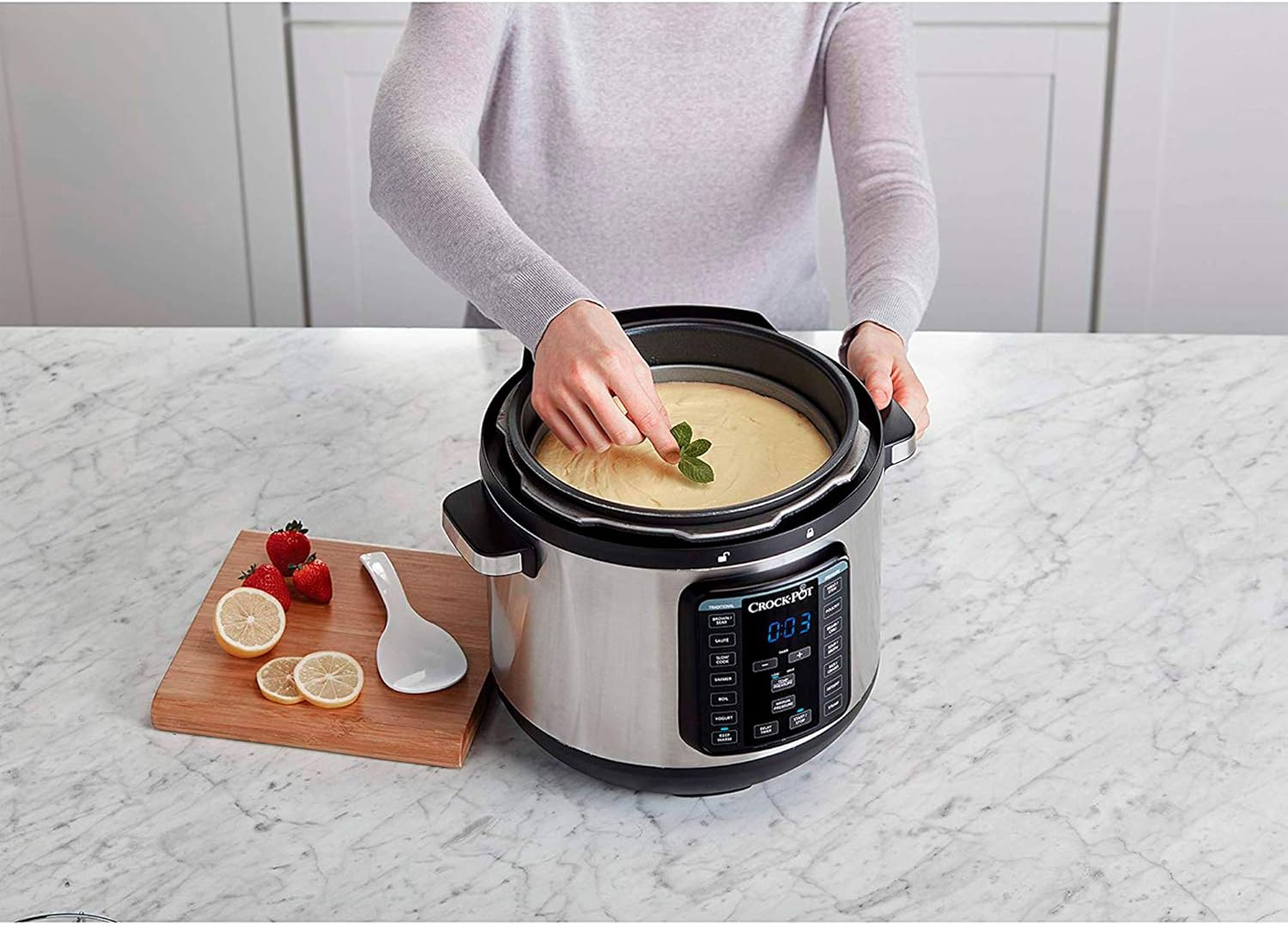 Crock-pot 8-Quart Multi-Use XL Express Crock Programmable Slow Cooker with Manual Pressure, Boil & Simmer with Extra Sealing Gasket, Stainless Steel