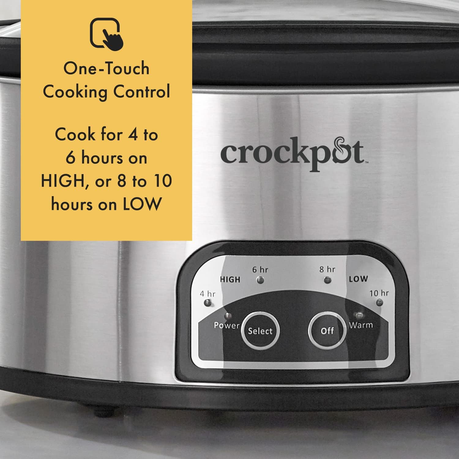 Crock-Pot 8-Quart Large Programmable Slow Cooker with Auto Warm Setting, Serves 10, Dishwasher Safe, Black Stainless Steel