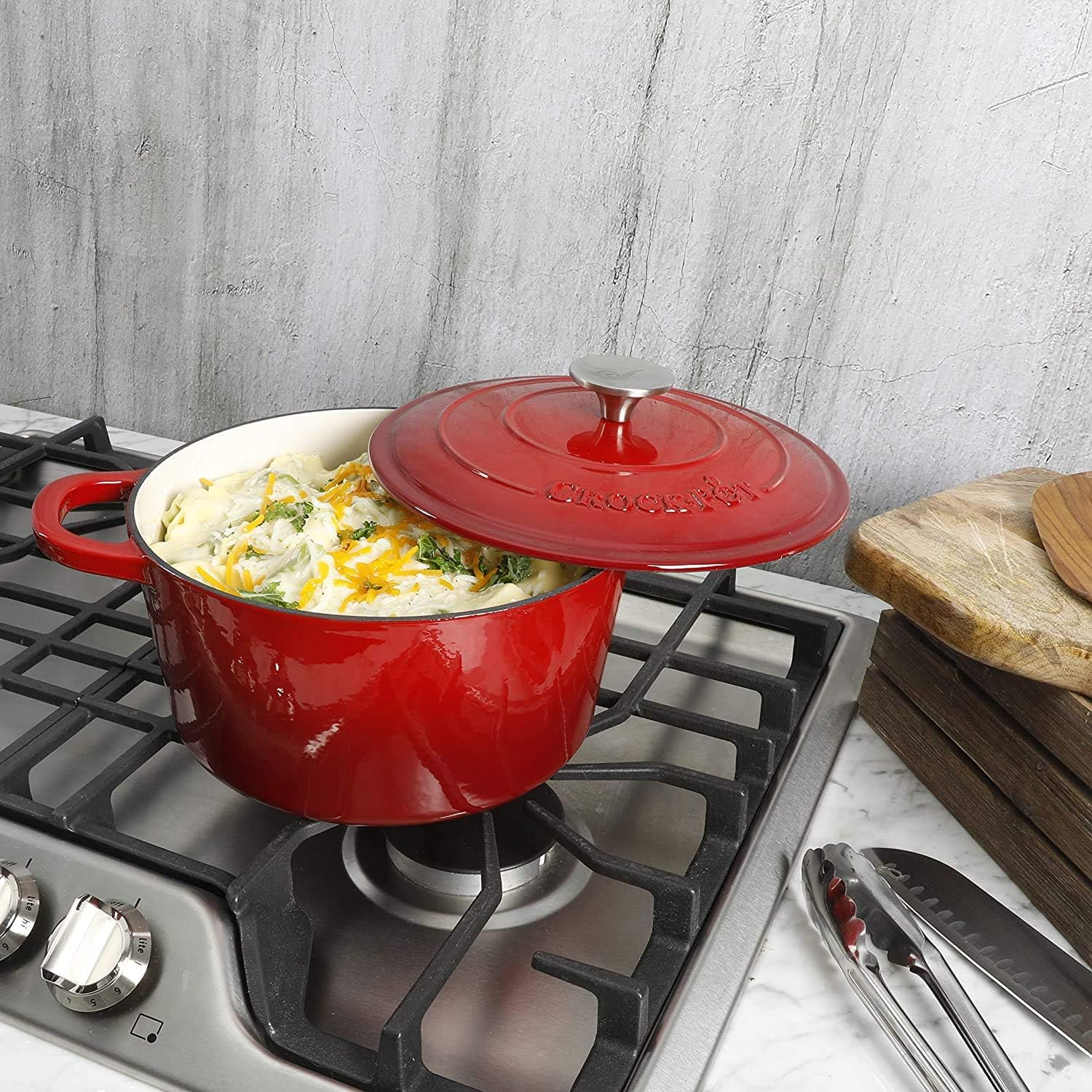 Crock-Pot Northvale Cast Aluminum Lightweight Durable 5.2 Quart Heavy Duty Dutch Oven Pot With Lid, Oven Safe, Dual Handles - Matte Sage Green