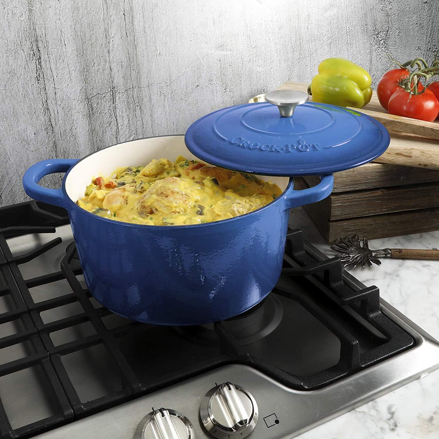 Crock-Pot Northvale Cast Aluminum Lightweight Durable 5.2 Quart Heavy Duty Dutch Oven Pot With Lid, Oven Safe, Dual Handles - Matte Sage Green