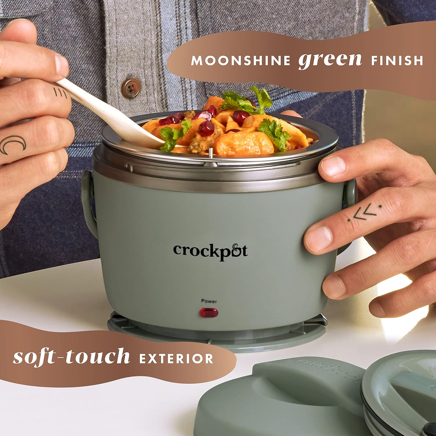 Crock-Pot 20-Ounce Electric Lunch Box, Portable Food Warmer, Blush Pink | Perfect for Travel, Car, On-the-Go | Spill-Free, Dishwasher-Safe