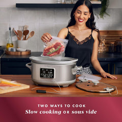 Crock-Pot 7-Quart Programmable Cook & Carry Slow Cooker with Sous Vide, Secure Locking Lid, Portable Cooking, Perfect for Families and Gatherings, Stainless Steel