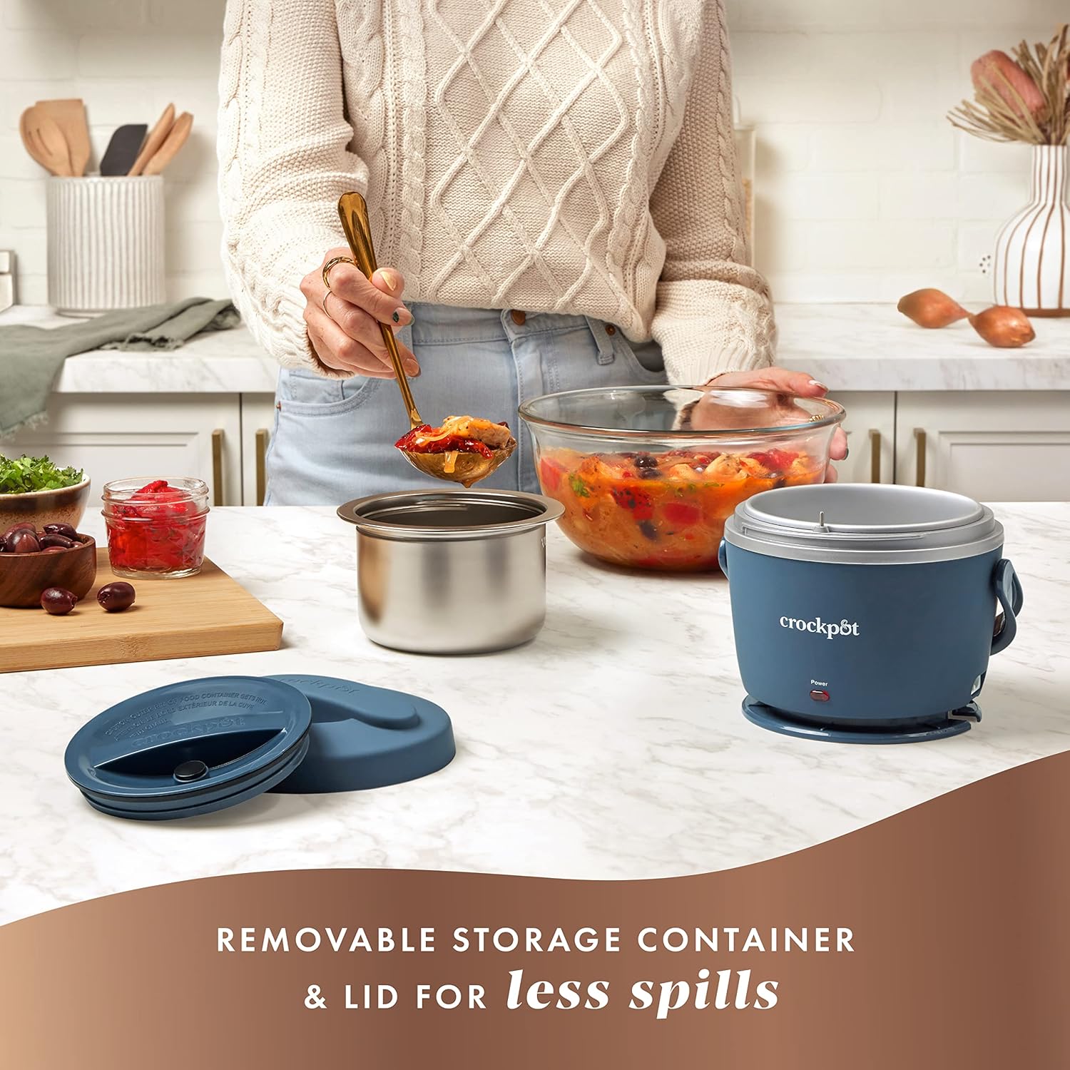Crock-Pot 20-Ounce Electric Lunch Box, Portable Food Warmer, Blush Pink | Perfect for Travel, Car, On-the-Go | Spill-Free, Dishwasher-Safe
