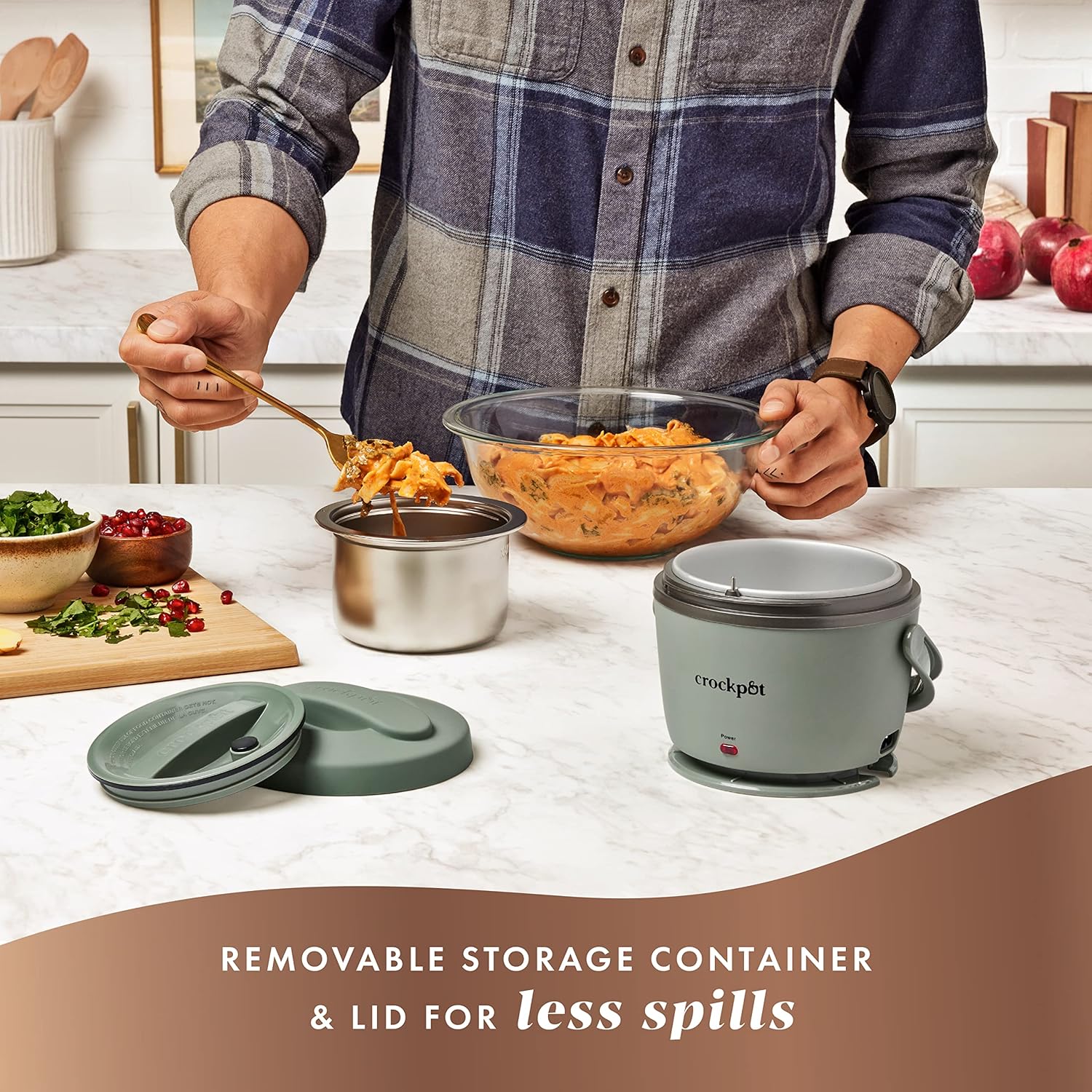 Crock-Pot 20-Ounce Electric Lunch Box, Portable Food Warmer, Blush Pink | Perfect for Travel, Car, On-the-Go | Spill-Free, Dishwasher-Safe