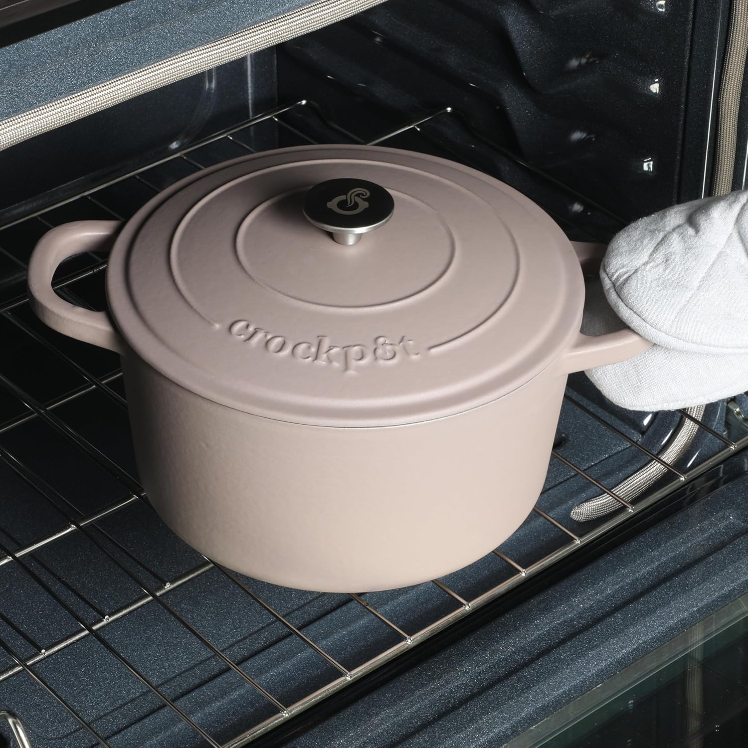 Crock-Pot Northvale Cast Aluminum Lightweight Durable 5.2 Quart Heavy Duty Dutch Oven Pot With Lid, Oven Safe, Dual Handles - Matte Sage Green