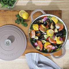 Crock-Pot Northvale Cast Aluminum Lightweight Durable 5.2 Quart Heavy Duty Dutch Oven Pot With Lid, Oven Safe, Dual Handles - Matte Sage Green